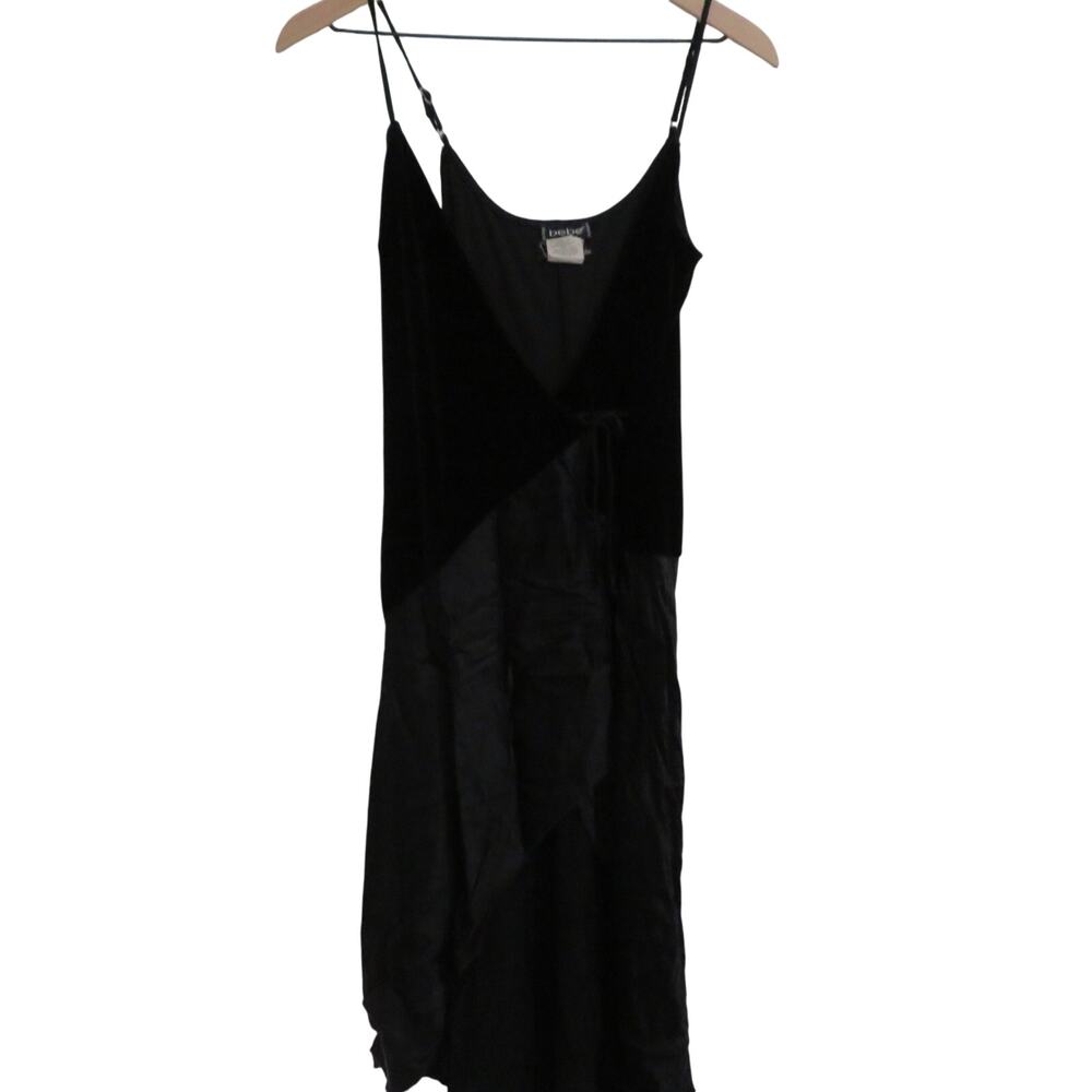 Bebe Womens Sz M Black Velvet and Satin Wrap Whimsigoth Dress Vintage 90's